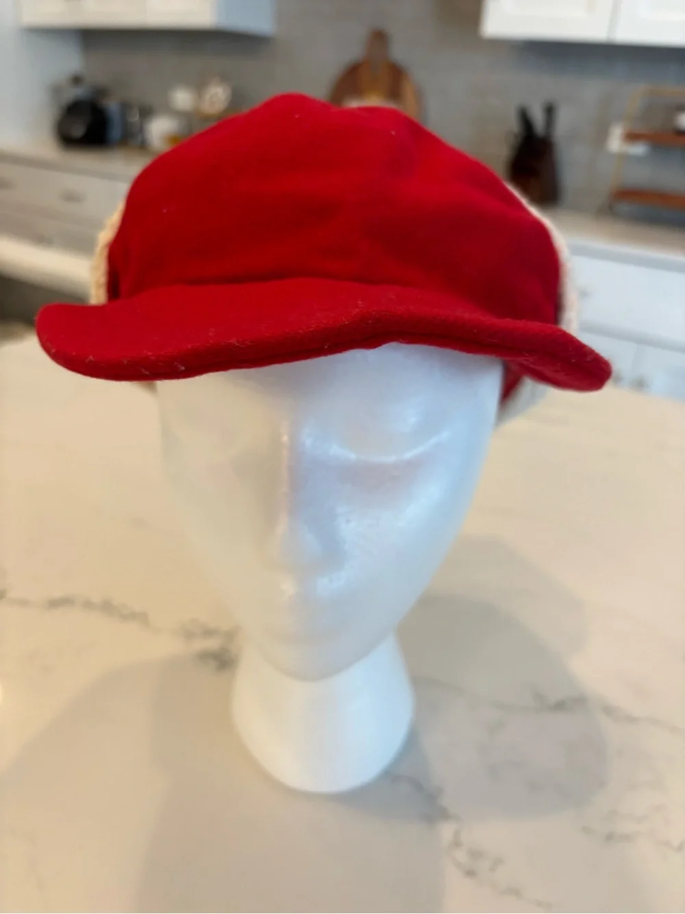 Vintage Red Sherpa-Lined Earflap Hat